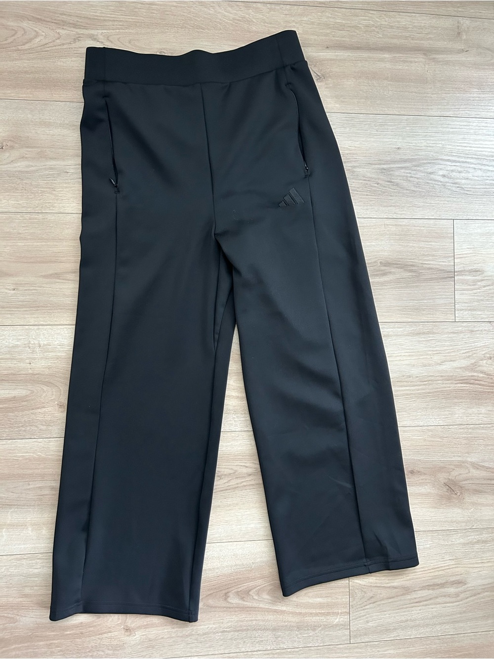 Adidas Black Wide-Leg Jogger Pants with Zip Pockets